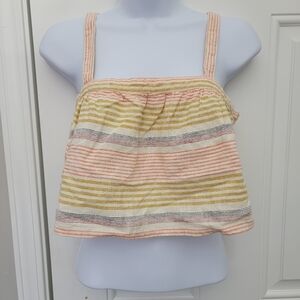 Pale Yellow Smocked Crop Tank Top